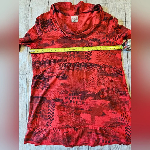 C.M.C By Color Me Cotton Size Large Made In USA Red Tunic Art To Wear Longline - Picture 8 of 9